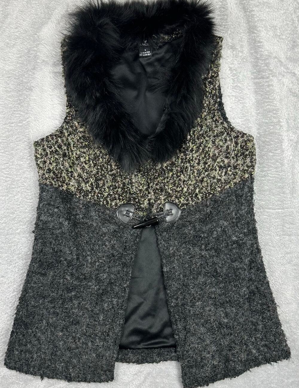 Y2K Kaktus Wool Blend Faux Fur Vest Women's Boho Penny Lane Indie Sleaze - Small